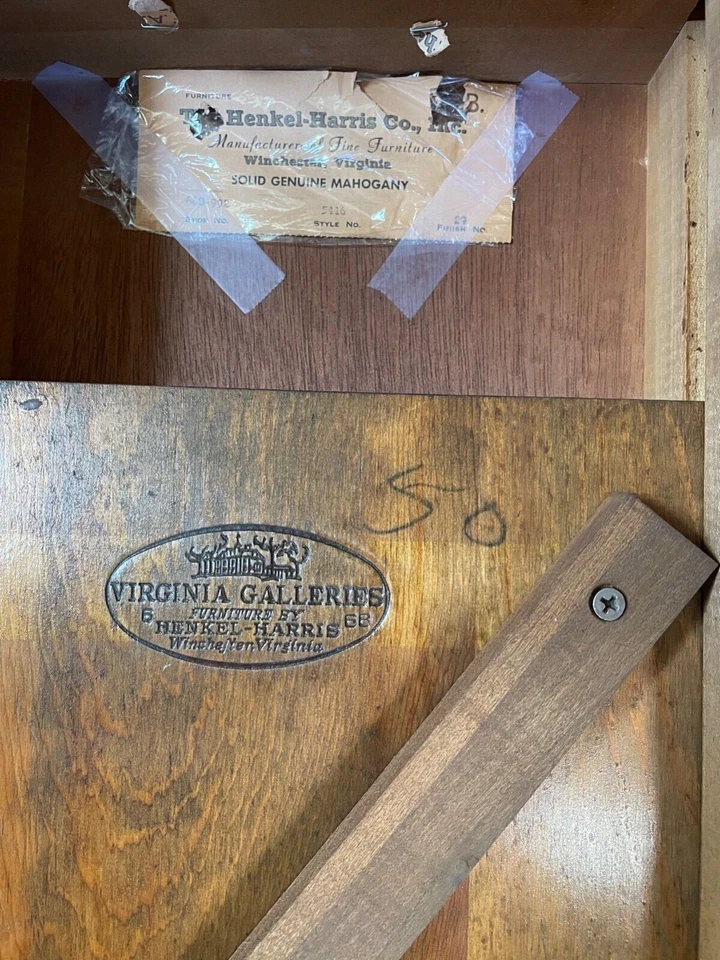 Mesa de té HENKEL HARRIS modelo #5416 Queen Anne caoba ~ vintage Foto 4 de 4