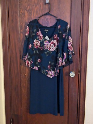 Connected Apparel Navy With Floral Dress Size 8