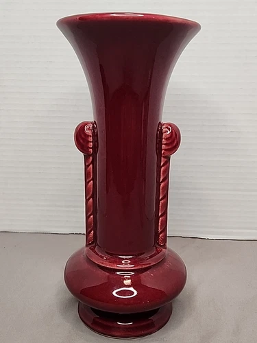 Shawnee Pottery Vase USA Burgandy Wine Maroon Red