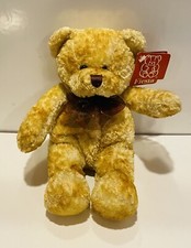 NWT VINTAGE 10  Fiesta Christmas Golden Teddy Bear Ribbon Bow Soft Lovey Plush