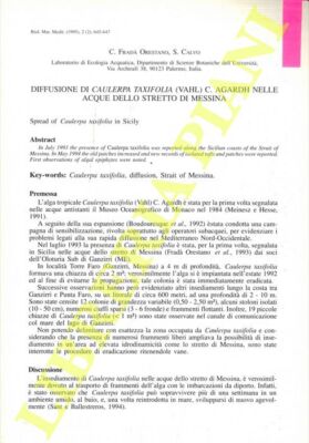 FRADÀ ORESTANO C. - CALVO S. - Diffusione di Caulerpa taxifolia (Vahl) C. Agard
