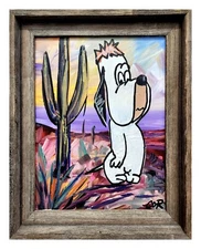 CORBELLIC EXPRESSIONISM 14X11 LANDSCAPE DOG ABSTRACT FRAMED ART MODERN HOME