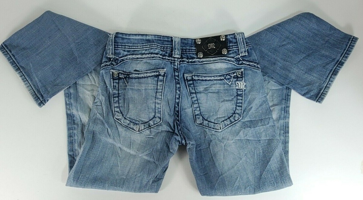 MISS ME WOMENS DISTRESSED DENIM JEANS BOOT CUT Size 28 MISS ME WOMENS DISTRESSED DENIM JEANS BOOT CUT Size 28