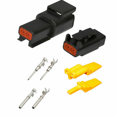 2 PIN BLACK DEUTSCH DTM DTM04-2P DTM06-2S WATERPROOF ELECTRICAL CONNECTOR KIT