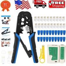 Durable Steel Ethernet Crimp Set with Network Cable Tester  Wire Stripper