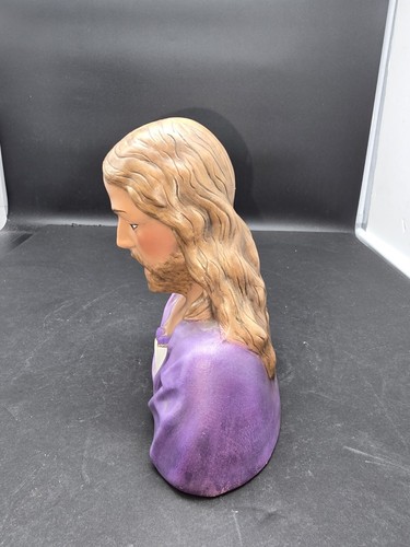 Jesus Ceramic Holland Mold Bust Hand Painted 8" x 8" - Picture 5 of 12