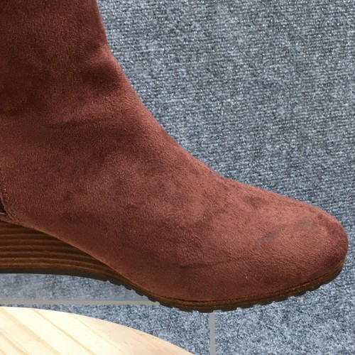 Dr Scholls Boots Womens 8.5 M Wide Calf Central Tall Pull On Wedge Boot Brown - 第 5/17 張圖片