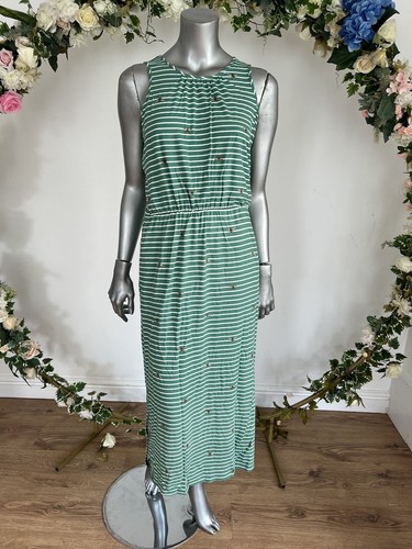 Maxi Vestido Mujer Joules Talla 10 Julia Verde Rayas Estampado Abeja Jersey NUEVO OX66 - Imagen 7 de 24