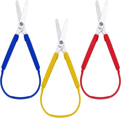 3X Loop Scissors Colorful Grip Handle Self-Opening Adaptive Cutting 8 Inch N852