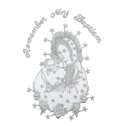 Baptism Virgin Mary Pope Embroidered Patch Applique Silver Gold Santa Maria Papa - Picture 5 of 24