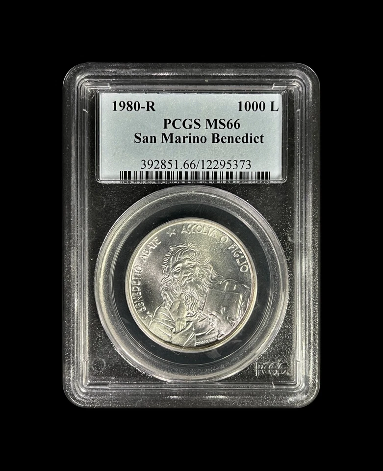 SAN MARINO. 1980, 1000 Lire, Silver - PCGS MS66 - Saint Benedict - Image 2 of 4