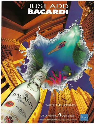 1995 Bacardi Superior Taste The Feeling Puerto Rican Rum Vintage Print Ad/Poster
