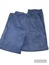 Vintage 70s Navy Striped Flowy Pants With Back Zipper Closure. Size 7/8.