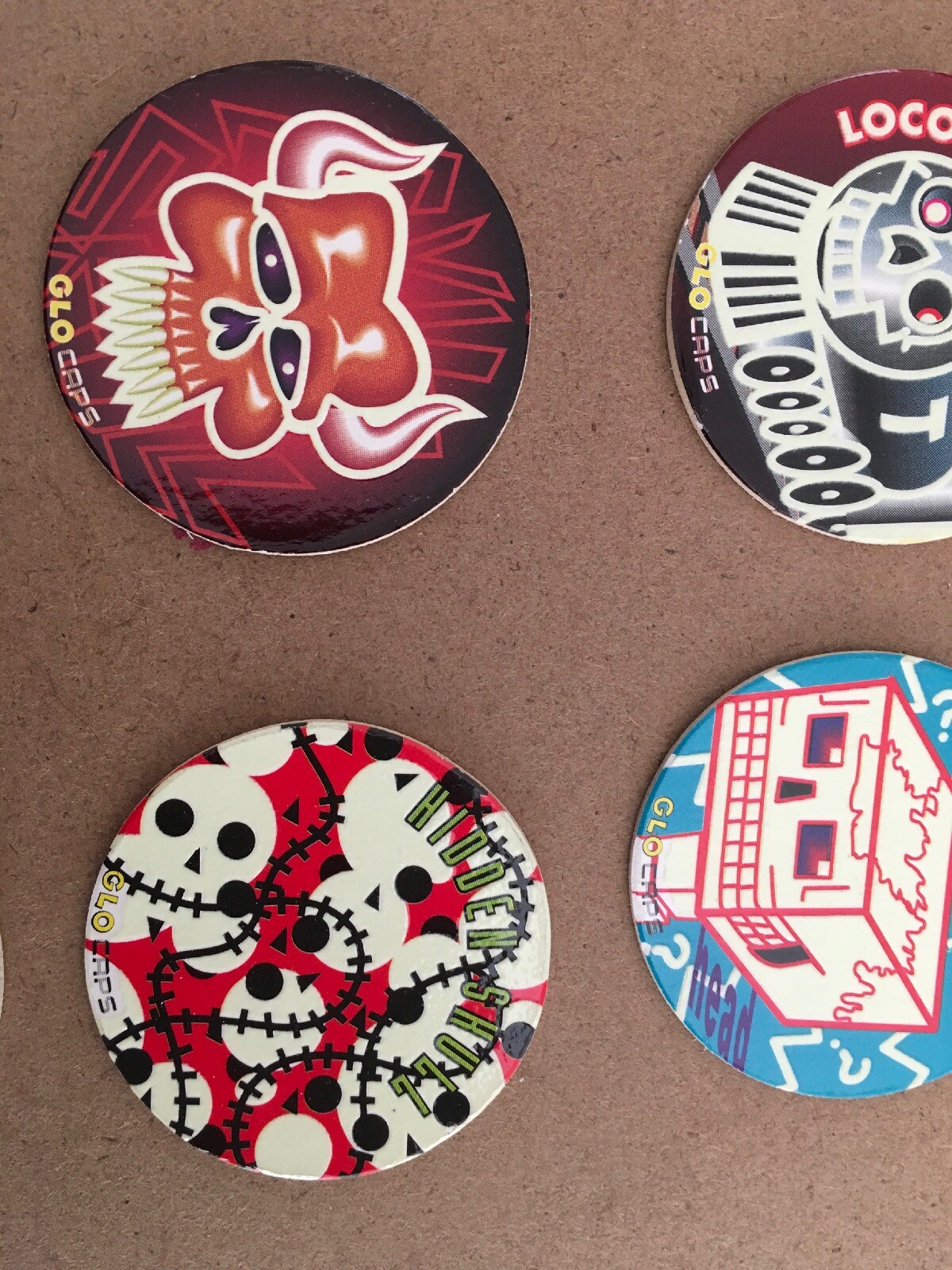 10 X Glo Caps Glo Skulls Gz2 Glow Zone Series 2 Pog Cap Tazo eBay