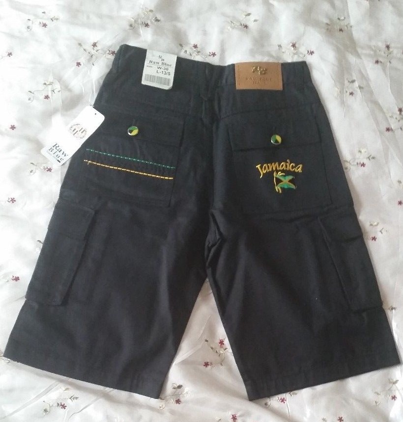 Mens Jamaica Summer Shorts Cotton 3 Quarter Length Jamaican Stitches On