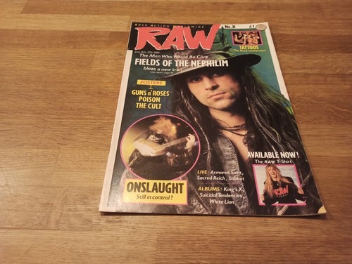 Raw rock music magazine - # 21 June 14-27 1989 Fields of Nephilim Onslaught