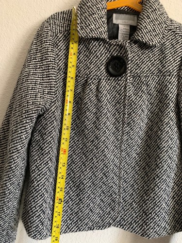 Giacca top vintage ragazza media (taglia 8) Lili nero tweed misto lana bottoni - Foto 7 di 9