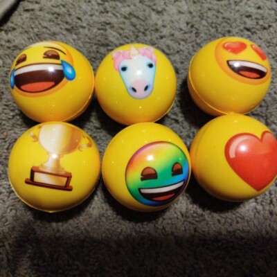 Lot Of 6 Dave and & Busters Emoji Balls 2  ALL DIFFERENT UNICORN LAUGHING RARE a