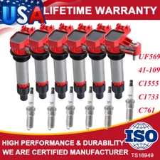 6 Pack 12632479 D515C Ignition Coil & 41-109 Spark Plug For GMC Chevrolet Buick