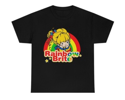 Rainbow Brite Black T Shirt NEW Retro Style 80s TV Cartoon shirt Nostalgia