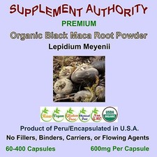 Maca Root Powder BLACK Organic 60-400 Capsule Bag JUST MANUFACTURED  Exp: 12/25