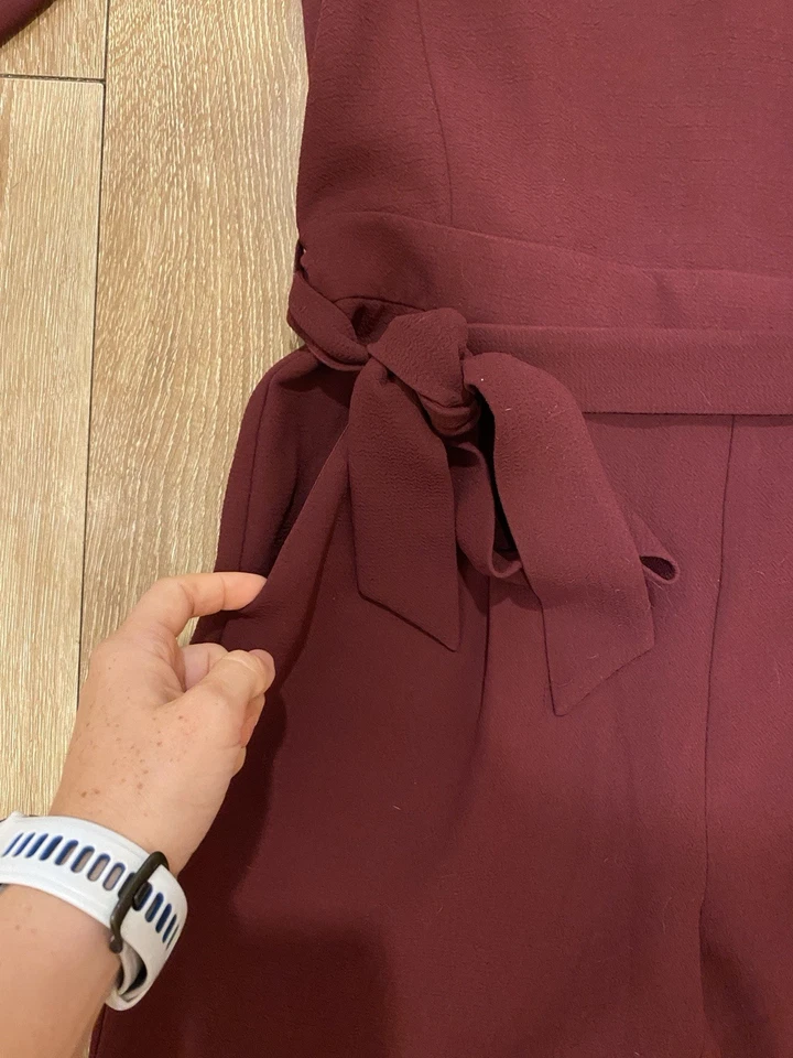 Madewell Womens Sloan Jumpsuit Long Sleeve Burgundy Sz 4 - Image 2 of 4