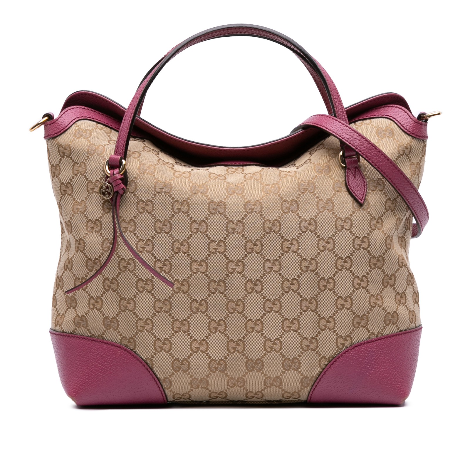 Gucci Medium GG Bree Satchel in Brown Beige Canvas Authenticated