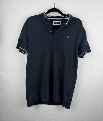 LIU·JO Uomo Herren T-Shirt Blau mit Logo Knopfleiste Kurzarm Größe L