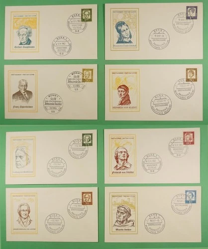 DR WHO 1960s GERMANY 11 FDC FAMOUS PEOPLE PORTRAIT COMBO R38379