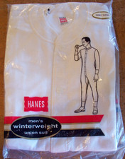 Vintage 1950's NOS Hanes Winterweight Union Suit Short Sleeve Size 40 Trunk 66