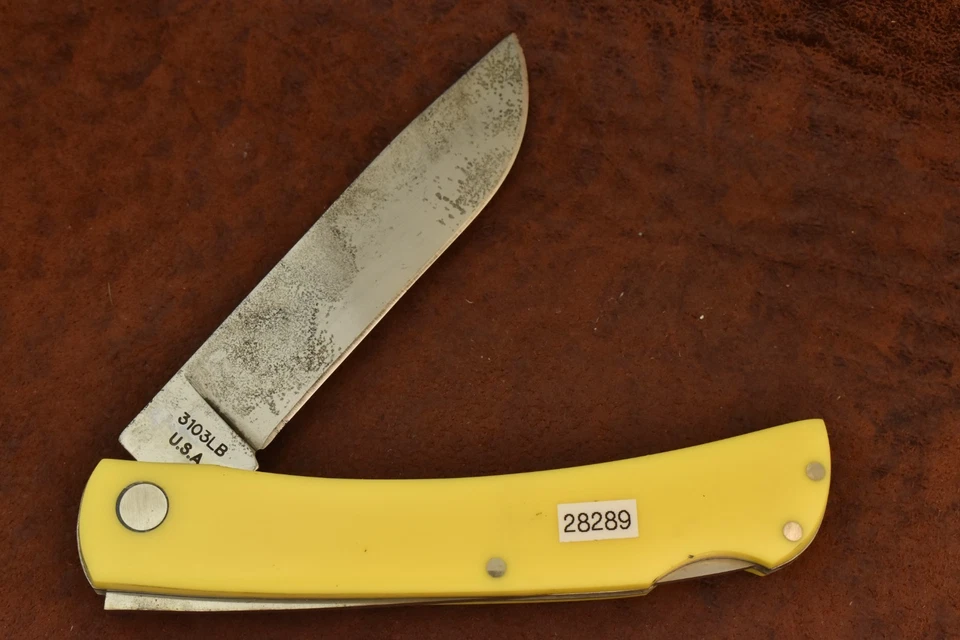 MOORE MAKER MATADOR TEXAS MADE USA YELLOW JUMBO LOCKBACK SODBUSTER KNIFE (28289) - Image 2 of 4
