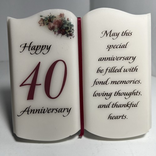 Happy 40th Anniversary Glass Book Décor – Wedding Keepsake Gift