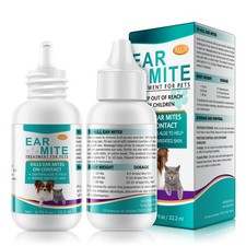 Ear Mites Treatment Dog Cat Infection Drops Pet Cleaner Aloe Relief .75 Fl Oz