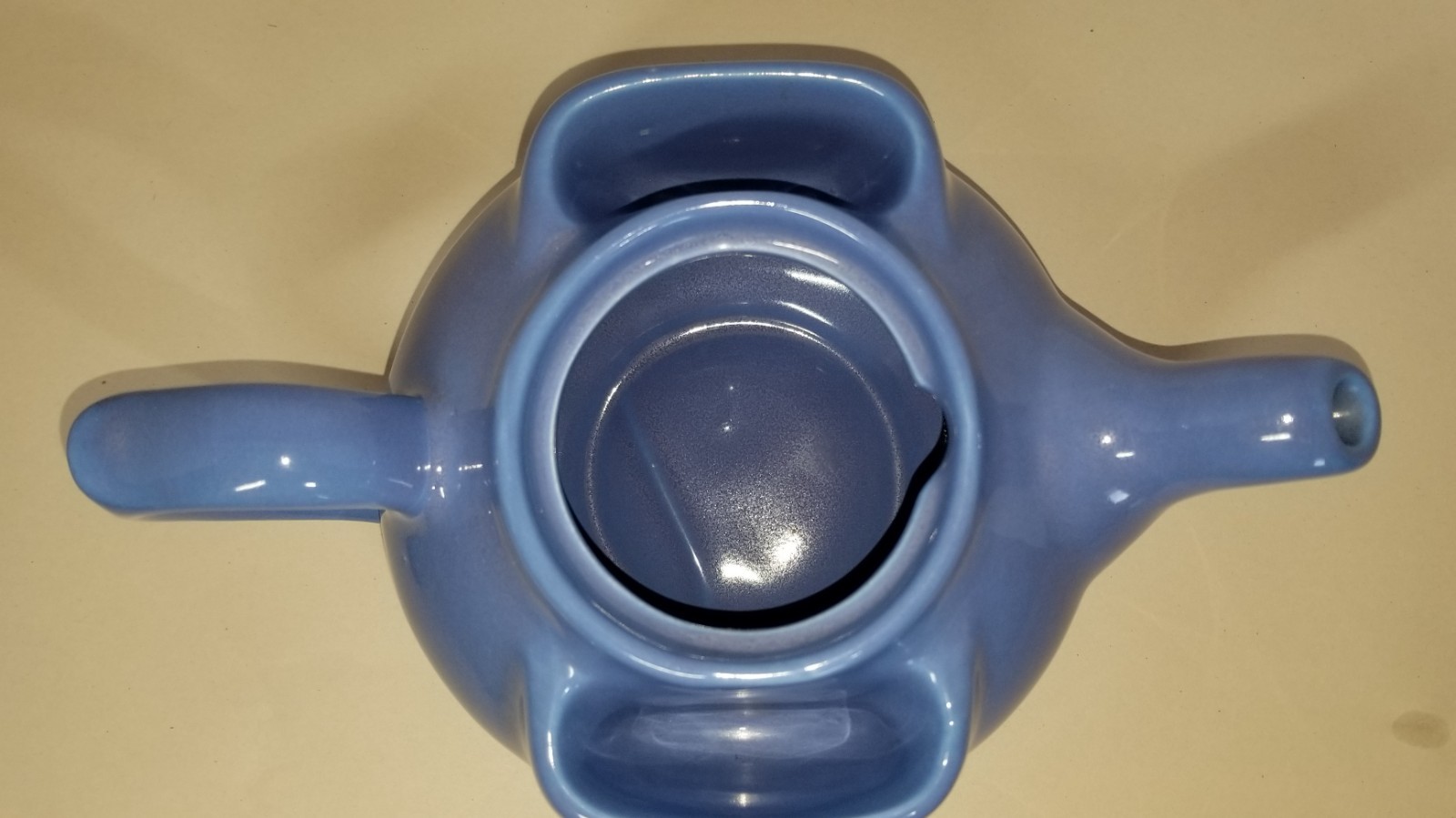 Vintage Hall China Company T-Ball Teapot Blue Made for Bacharach #3274