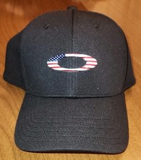 Oakley TinCan USA American Flag Logo Flex Fit Stretch Size L/XL Black Hat Cap