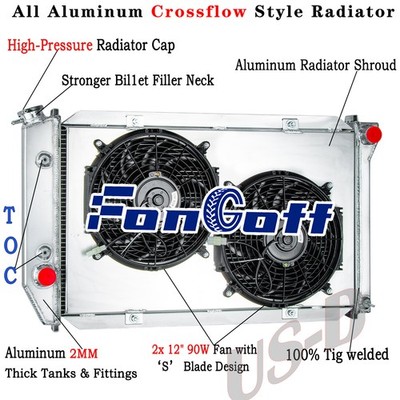 3 ROW Radiator+Shroud Fan Fit 72-1979 Ford Thunderbird Torino Ranchero AT/MT