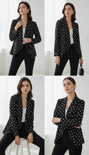 Heimish USA Open Front Blazer Long Sleeve Stretch Polka Dot Black Size 3XL