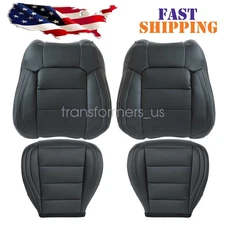 For 2015-2023 Ford Mustang Driver / Passenger Bottom / Top Leather Cover Black