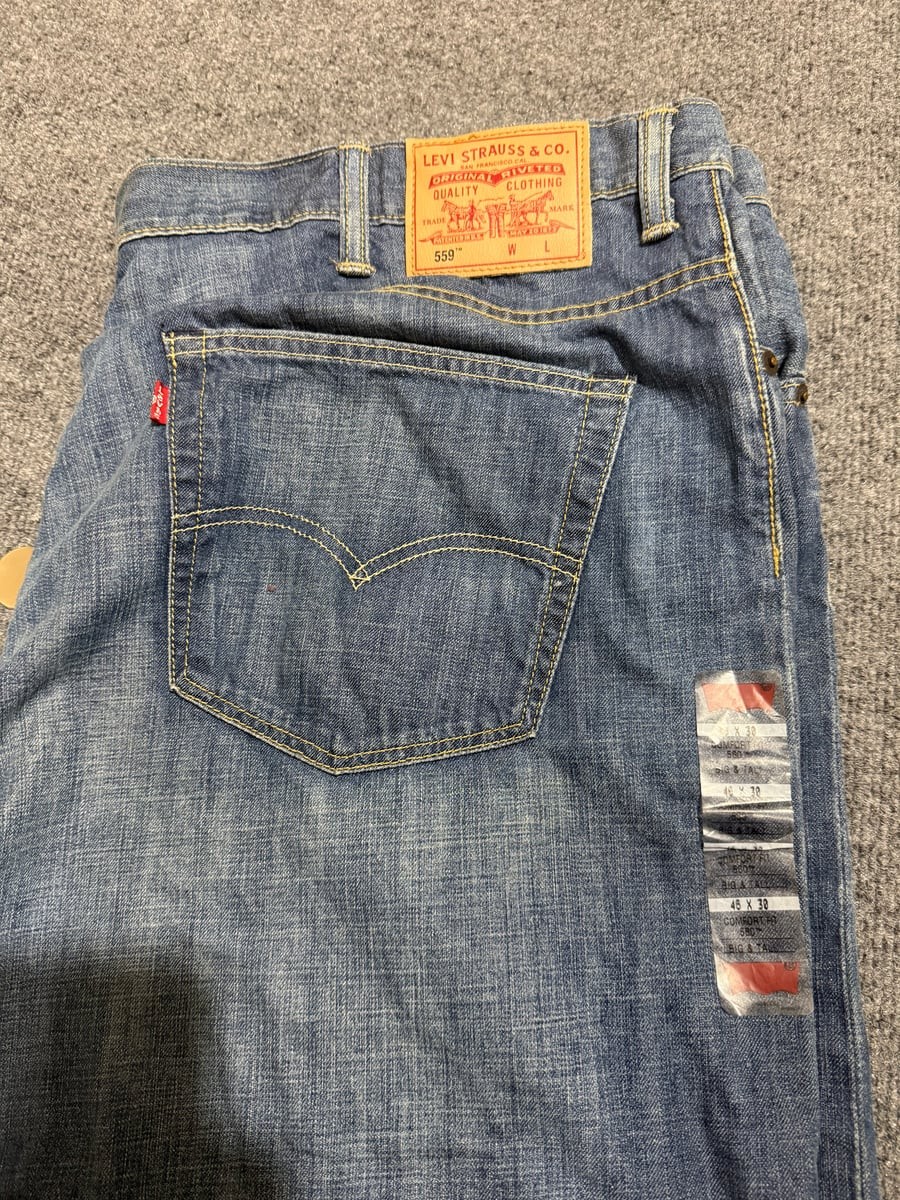 Mens 46x30 Blue Denim Big & Tall