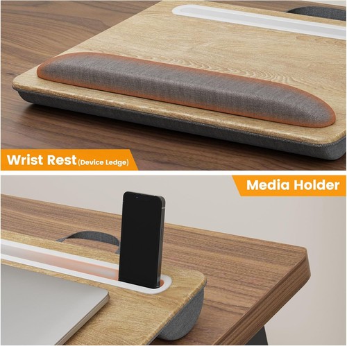 Laptop Lap Desk Fits up to 15.6 Inches Laptops, with Pillow Cushion & Wrist Pad, - 第 3/14 張圖片