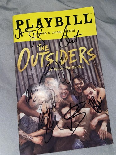 The Outsiders BRODY GRANT cast Signed Broadway Playbill Musical Ponyboy