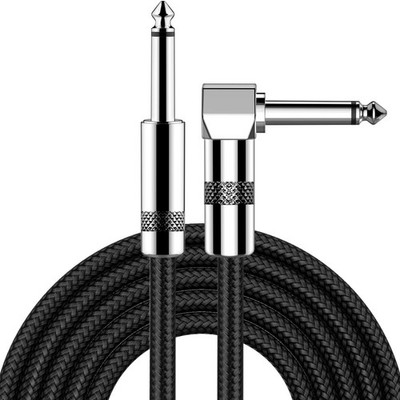 New Bee 3ft Right Angle Guitar Cable for Electric Bass, Black