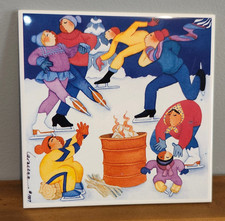 VTG Barbara LaVallee Alaska Tile Trivet  wint...