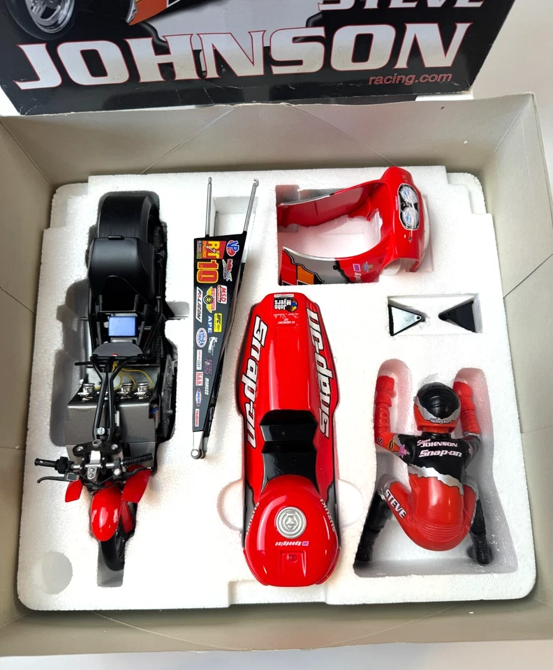 Bicicleta de acción rara Steve Johnson Snap-On 2001 Pro Stock #101388 escala 1:9 diecast Foto 4 de 4