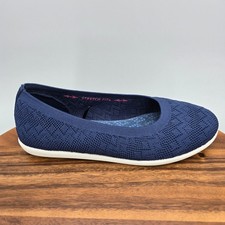 Skechers Cleo Ballet Flats Women  s 8 Wide Navy Blue Knit Slip On Comfort Shoes
