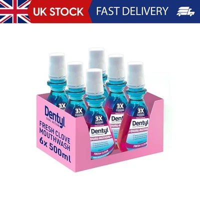 6x500 ml Dentyl Dual Action CPC Mouthwash, 12hrs Fresh Breath&Total Care, Alcoho