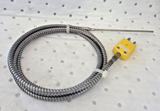 Omega TJ36 Series Thermocouple 1M Armored Lead Male Connector 4" Probe