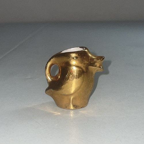 Vintage Miniature 1.75" Ceramic Gold Tone Finish Bird Duck Ewer Pitcher Bud Vase