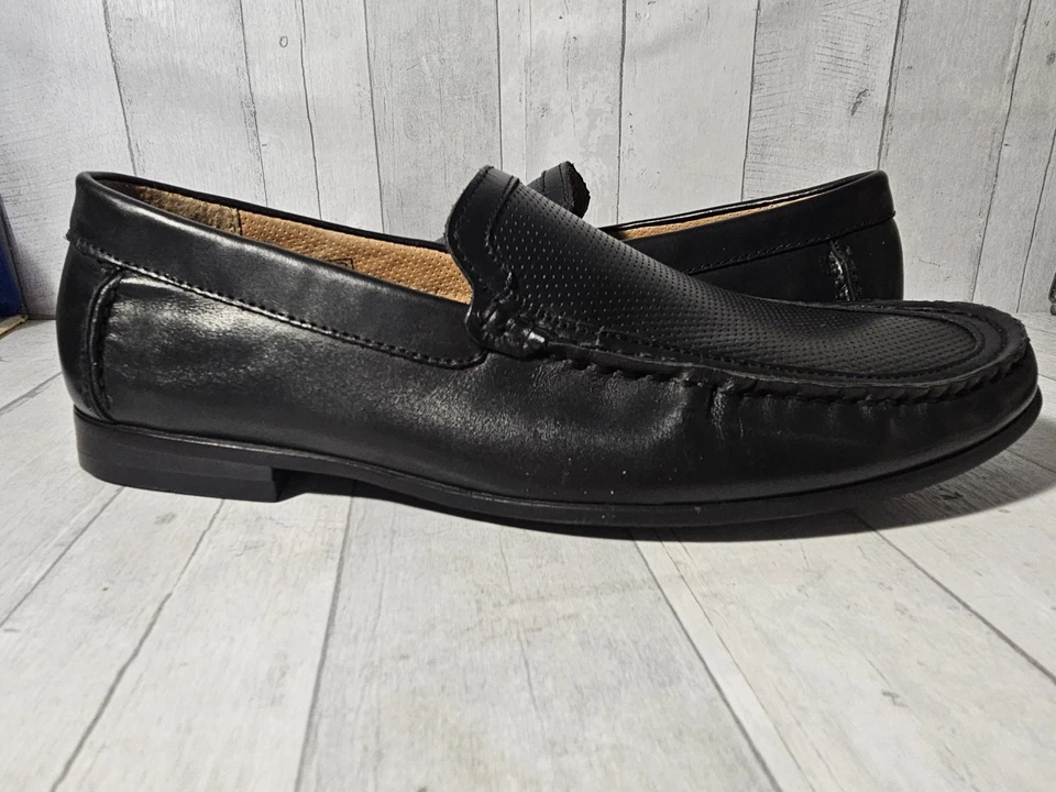 Mocasines sin cordones informales Vince Camuto para hombre Cozzo de cuero negro talla 10D de EE. UU. Foto 2 de 4
