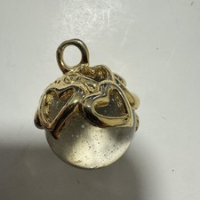 Vintage Glass Ball With hearts ball pendant necklace